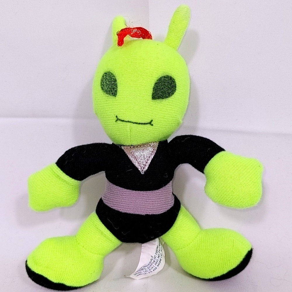 VTG 1997 Nanco Neon Green Alien Plush 7" Stuffed Toy Sci-Fi Space Martian Figure